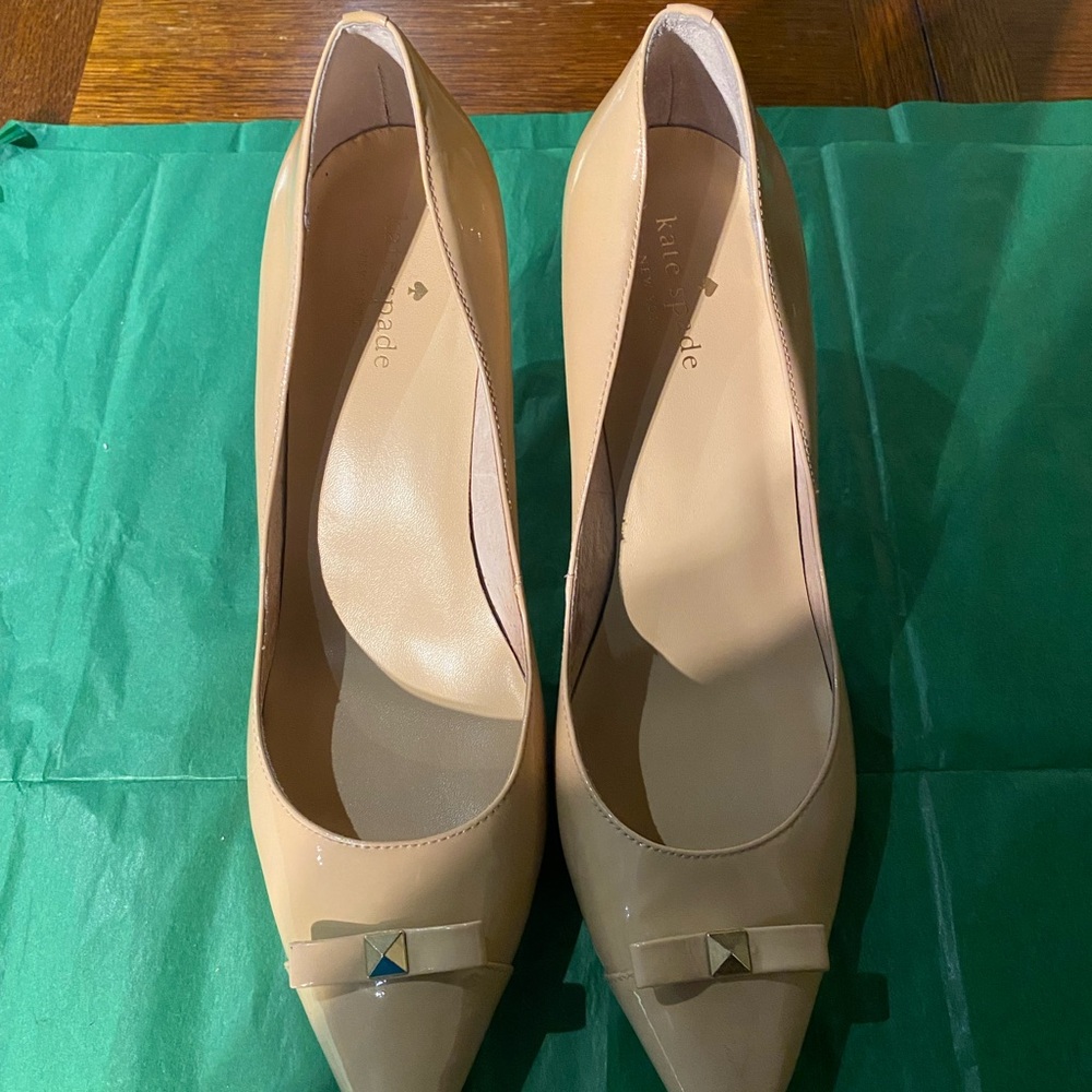 Women’s Kate Spade Nude/Pink Leather Mini Bow Pumps Size 9.5M